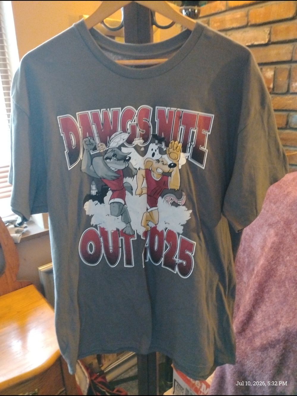 No Brand Woman's DAWGS NITE OUT 2025 Graphic Tee Gray with Red Lettering. Size L